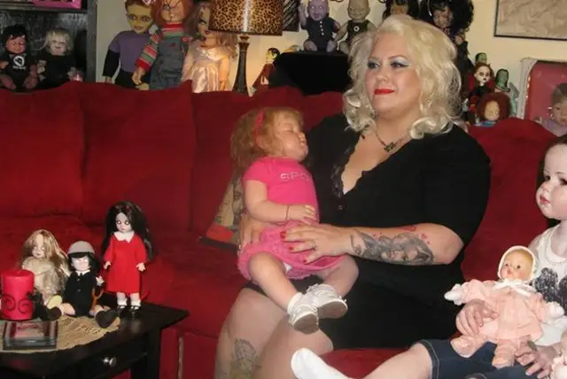 Marilyn Mansfield and a small sampling of her doll collection